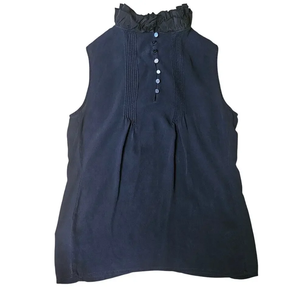 Tory Burch Silk Ruffle Sleeveless Blouse XS